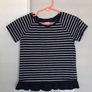 Blue/White stripe shirt w/ruffle at bottom